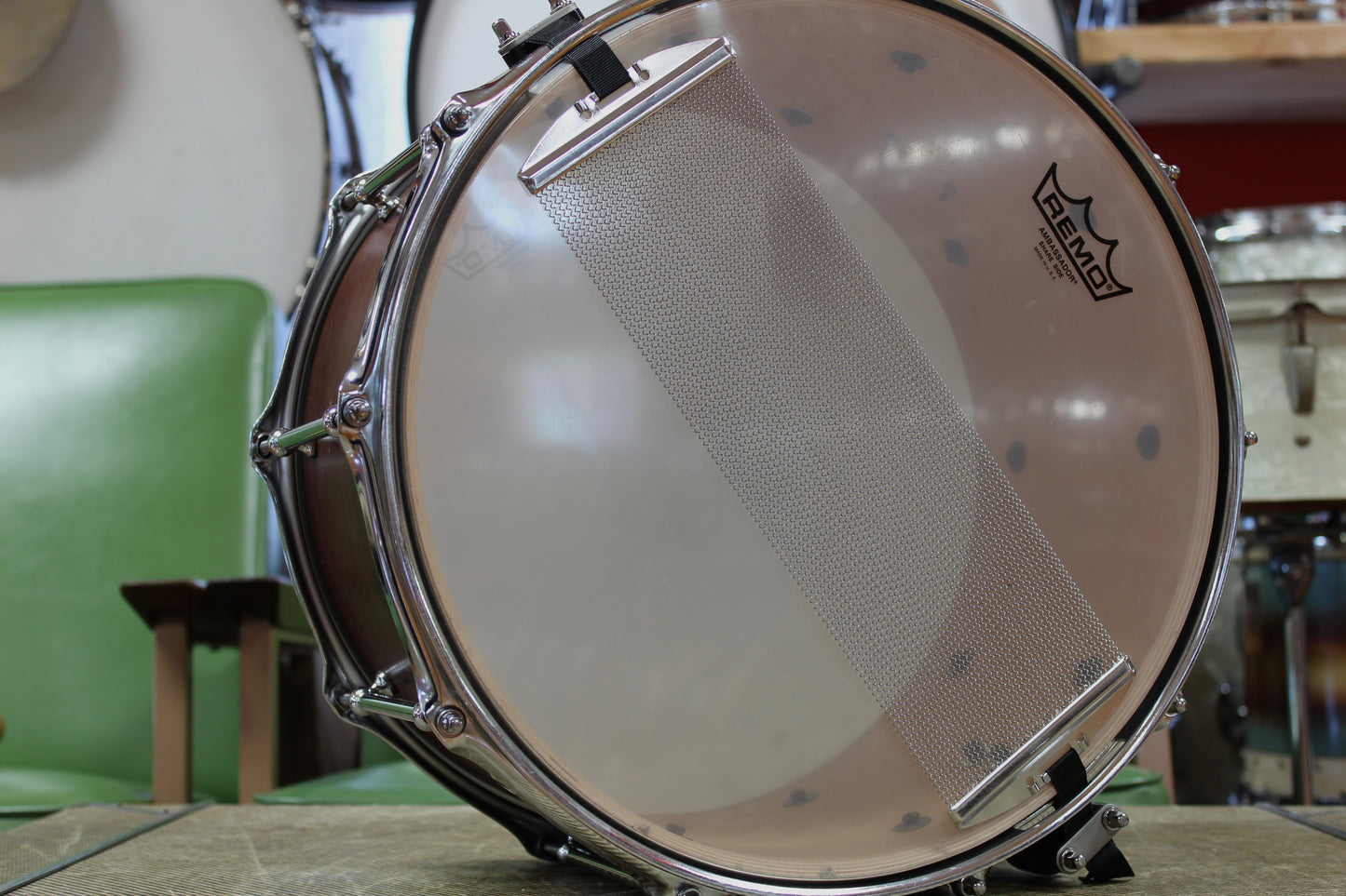 SJC Custom Drums 8"x14" Snare Drum in Mahogany Satin Stain