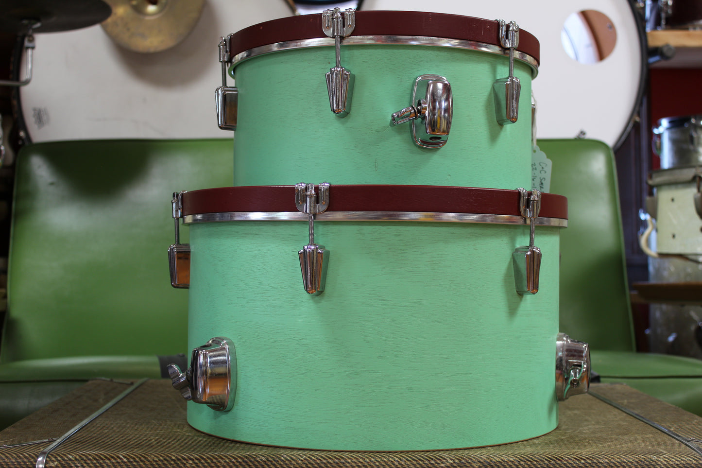 C&C Drum Company Super Flyer in Sea Green 10x22 9x16 6.5x13