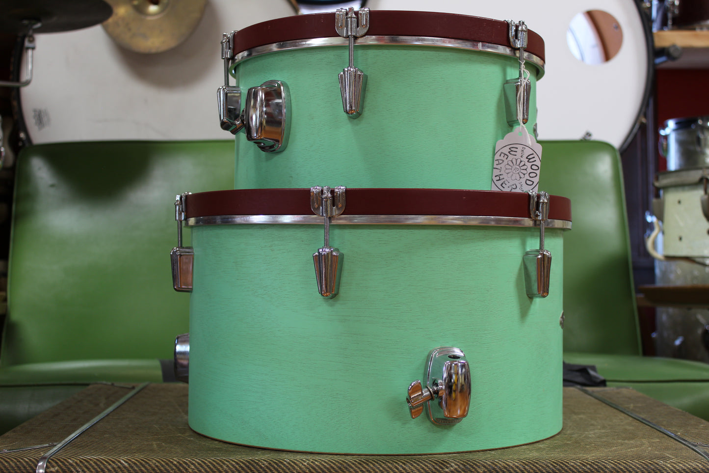 C&C Drum Company Super Flyer in Sea Green 10x22 9x16 6.5x13
