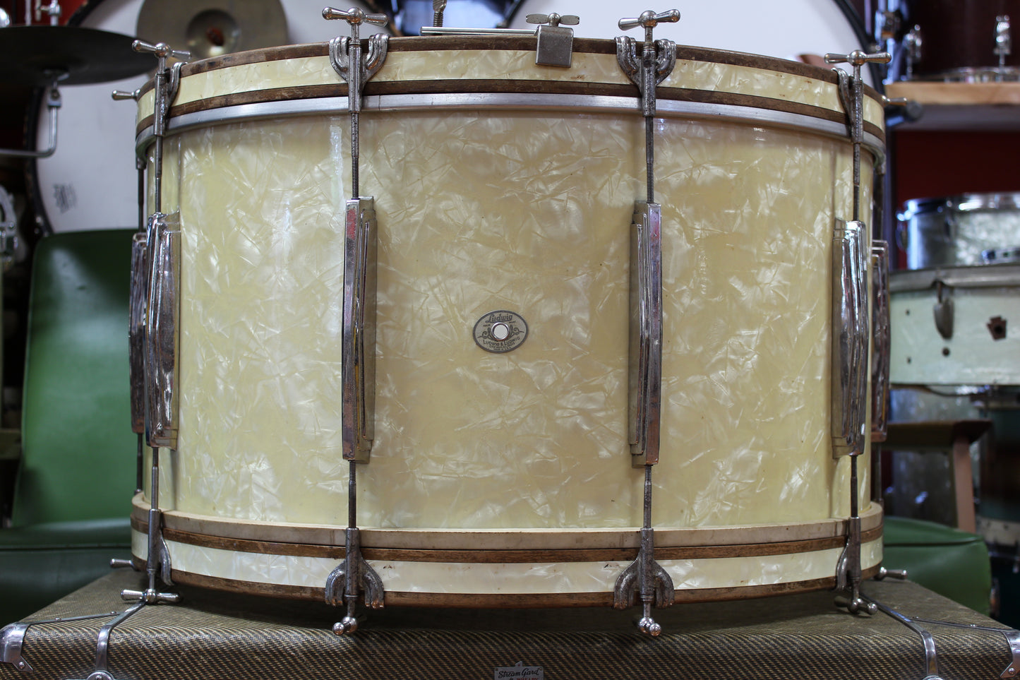 1940 Ludwig & Ludwig in White Avalon Pearl 14x26 14x16 9x13