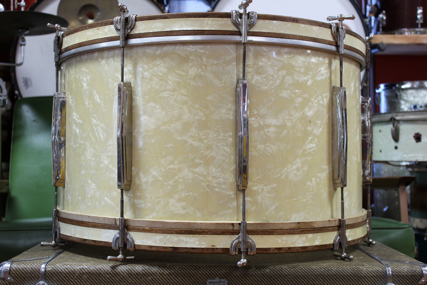 1940 Ludwig & Ludwig in White Avalon Pearl 14x26 14x16 9x13