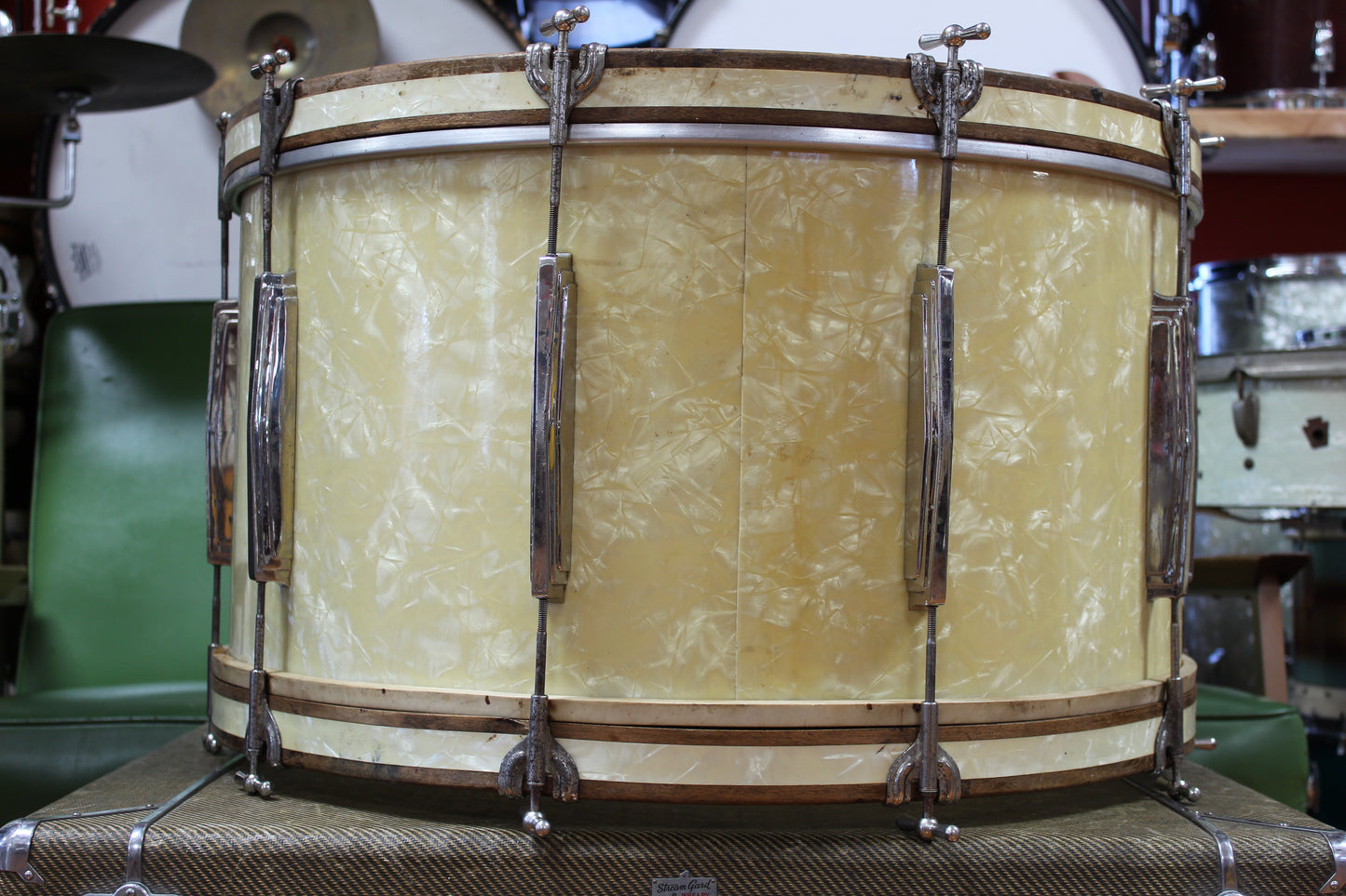 1940 Ludwig & Ludwig in White Avalon Pearl 14x26 14x16 9x13
