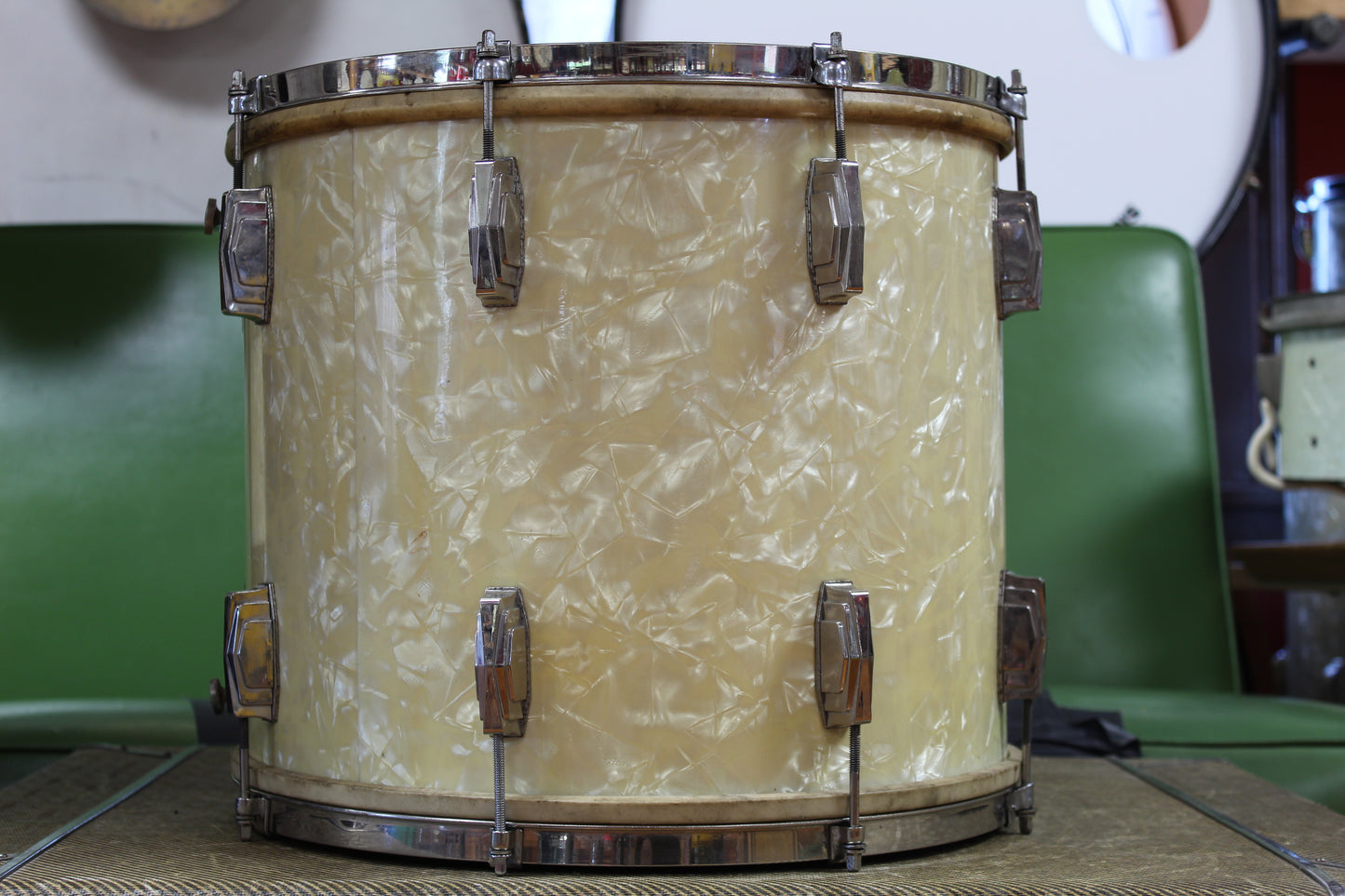 1940 Ludwig & Ludwig in White Avalon Pearl 14x26 14x16 9x13