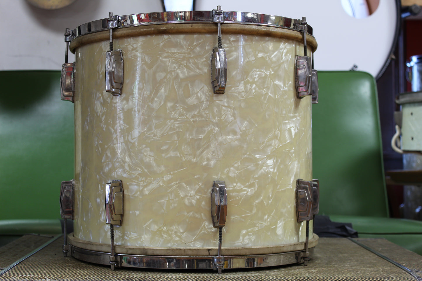 1940 Ludwig & Ludwig in White Avalon Pearl 14x26 14x16 9x13