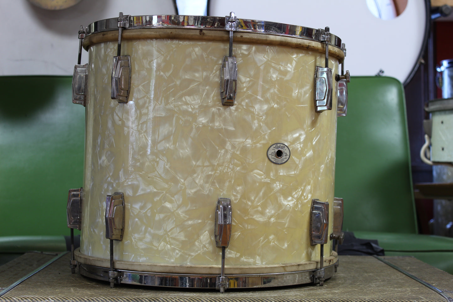 1940 Ludwig & Ludwig in White Avalon Pearl 14x26 14x16 9x13