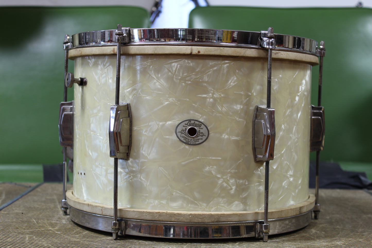 1940 Ludwig & Ludwig in White Avalon Pearl 14x26 14x16 9x13