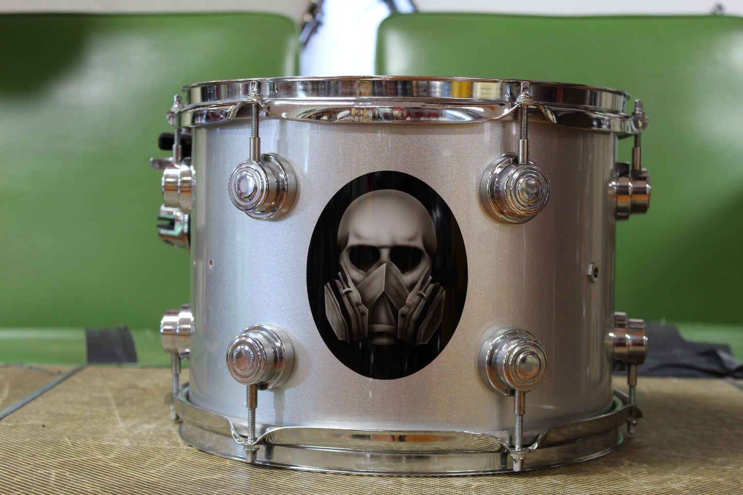 2009 DW Collectors 9"x12" Tom Tom Silver Sparkle / Gas Mask