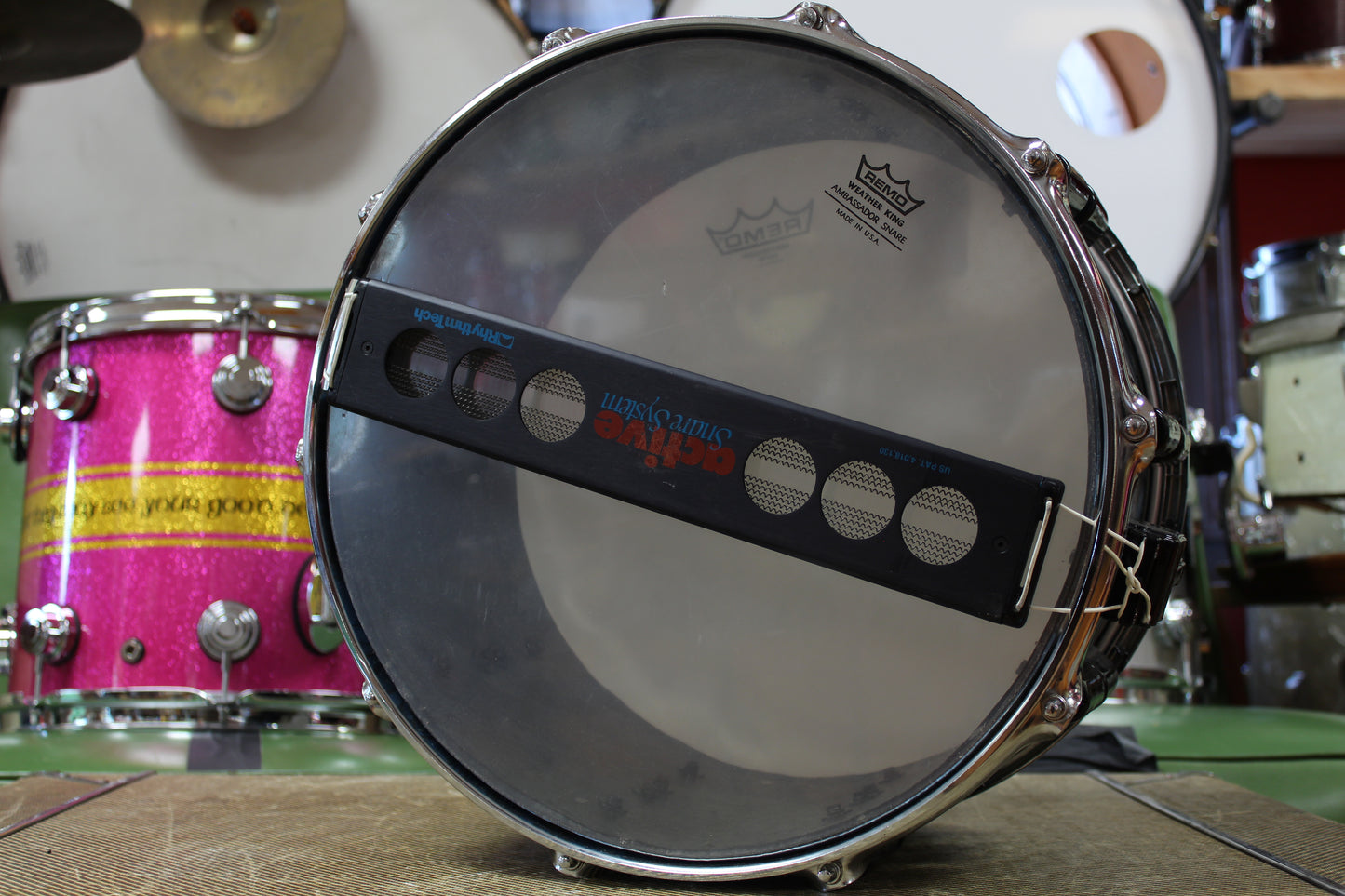 1990s Stingray Custom Painted Fiberglass Snare Drum 8x14