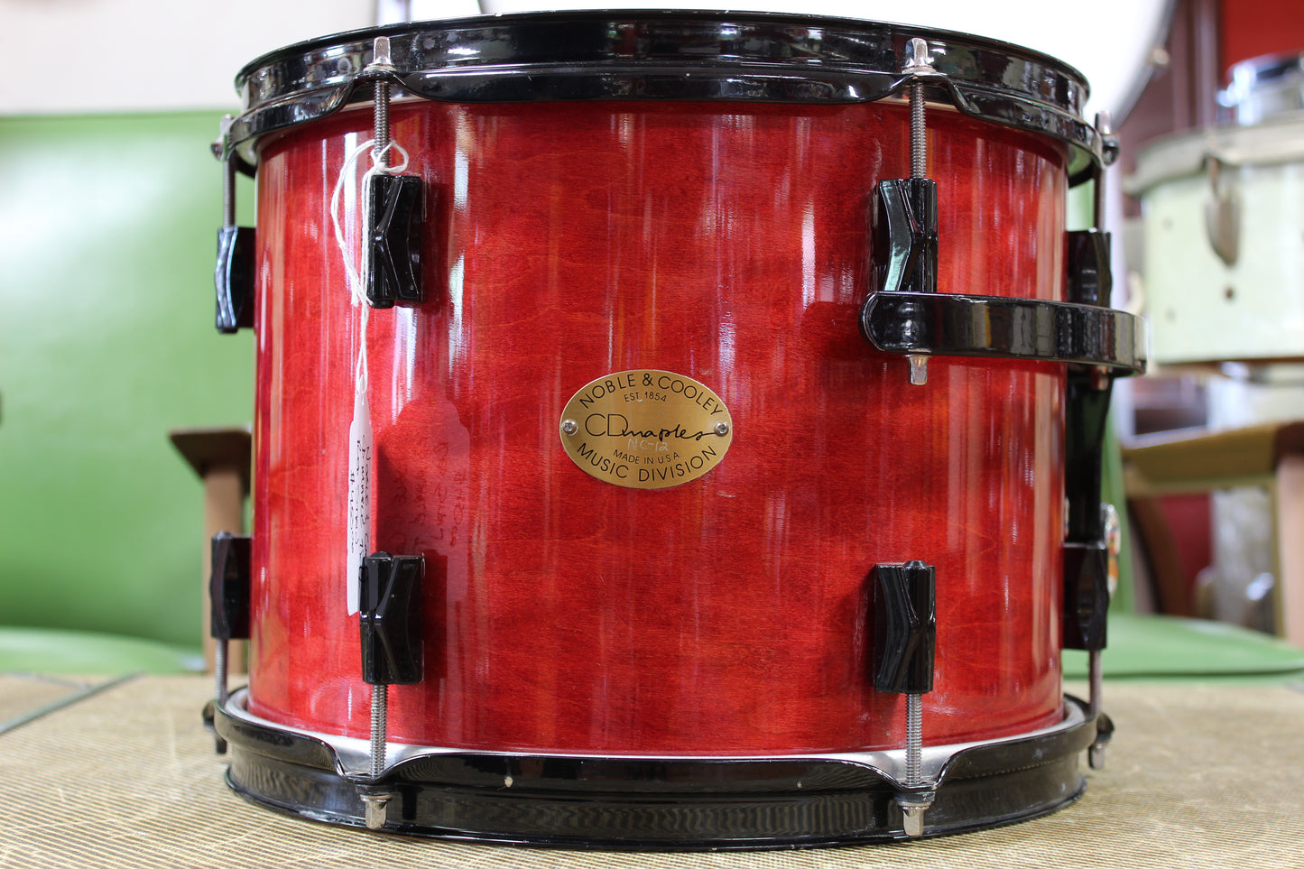 2000s Noble & Cooley CD Maple 9"x12" Tom Tom in Transparent Red