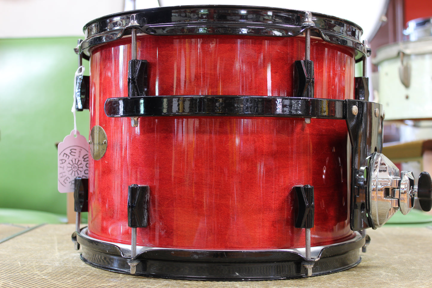 2000s Noble & Cooley CD Maple 9"x12" Tom Tom in Transparent Red