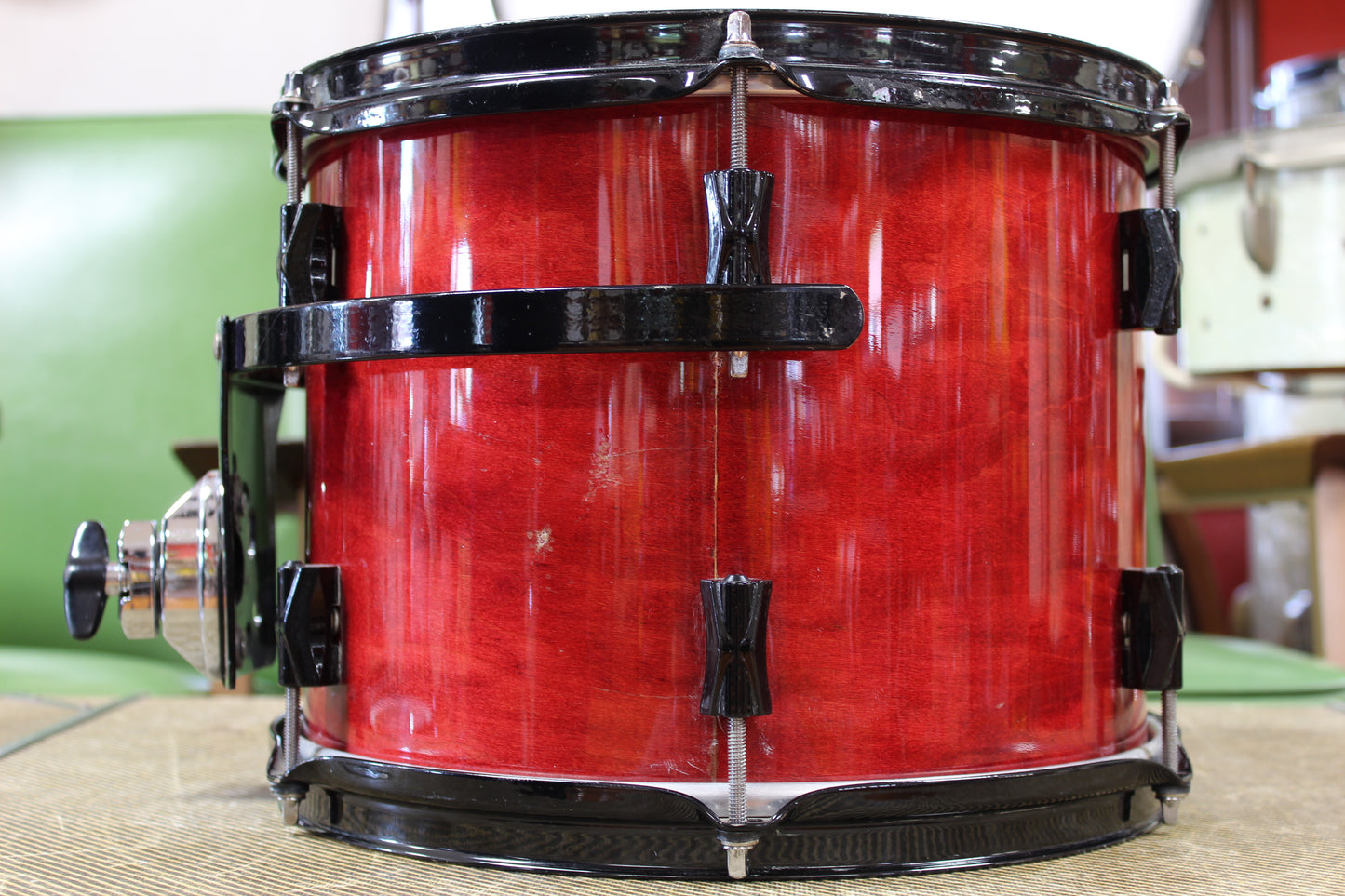 2000s Noble & Cooley CD Maple 9"x12" Tom Tom in Transparent Red