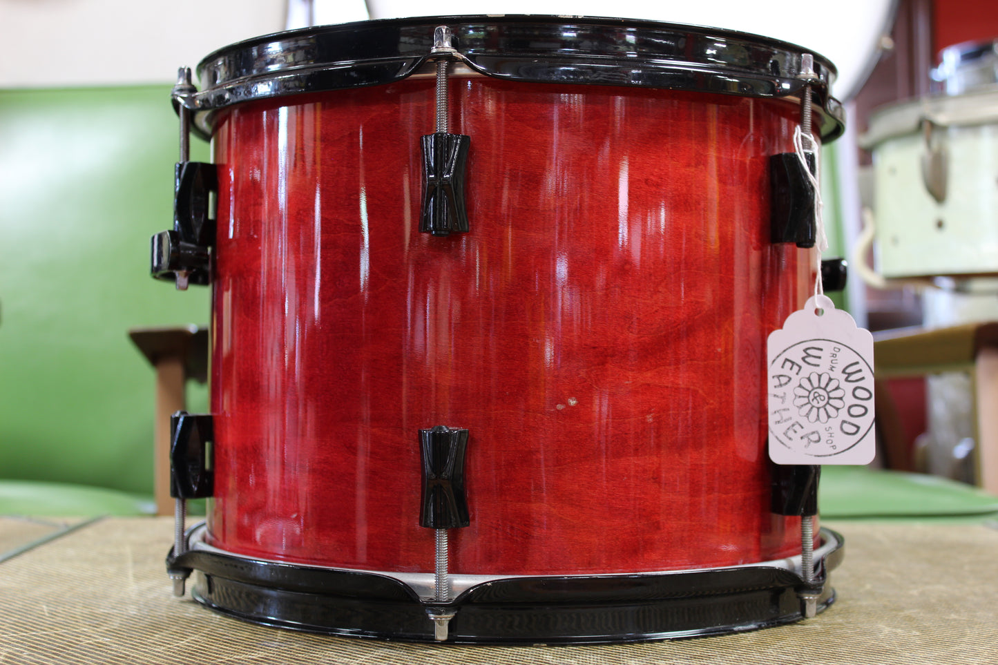 2000s Noble & Cooley CD Maple 9"x12" Tom Tom in Transparent Red