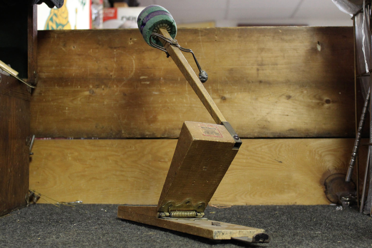 1900s George B Stone and Sons Wooden Bass Drum Pedal