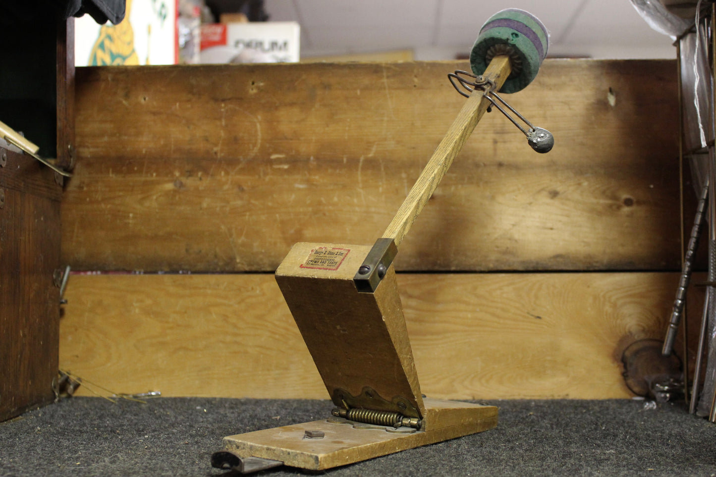 1900s George B Stone and Sons Wooden Bass Drum Pedal