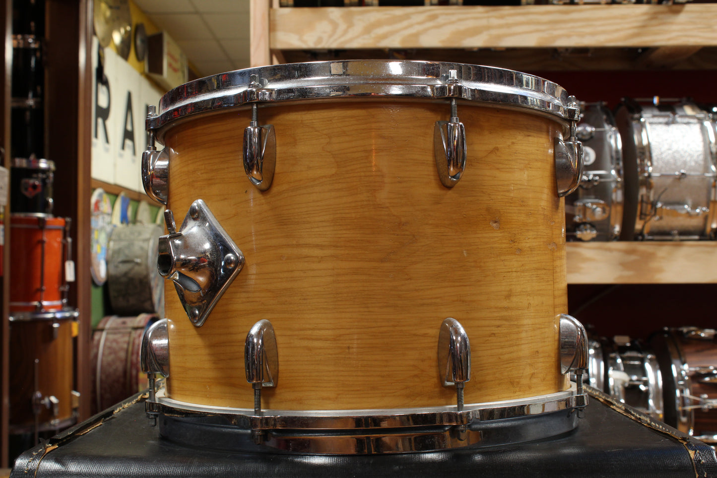 1970s Gretsch Stop Sign Badge Outfit in High Gloss Natural Maple 14x24 9x13 10x14 16x16