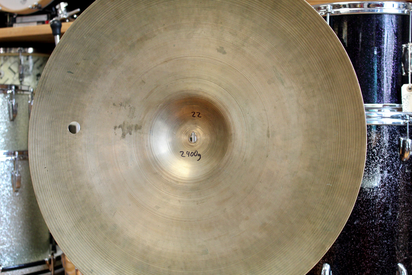 1950s A. Zildjian 22" Block Stamp Style Ride 2400g - Repaired