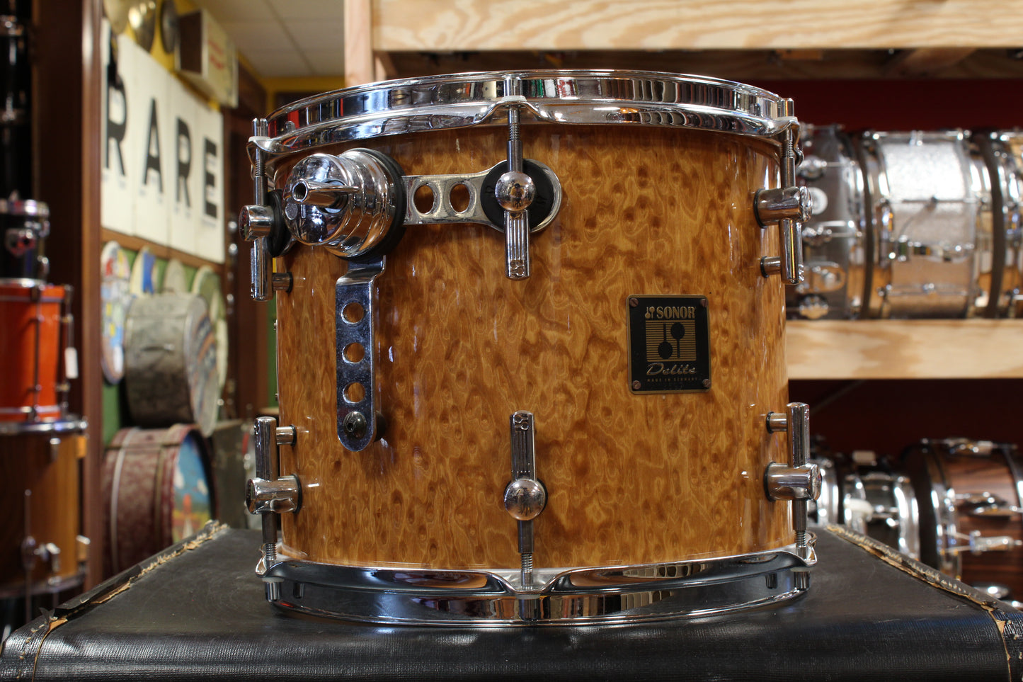 Early 2000s Sonor Delite Outfit in Natural Birdseye Maple 18x22 10x12 16x16 16x18