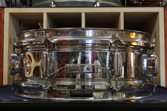 1960 Rogers 5x14 Holiday Chrome Over Brass Snare Drum