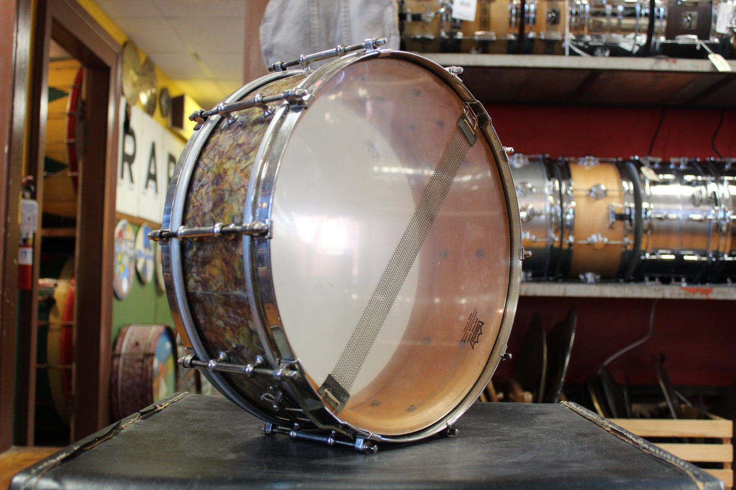 1930s Ludwig and Ludwig 5x14 Snare Drum in Peacock Pearl