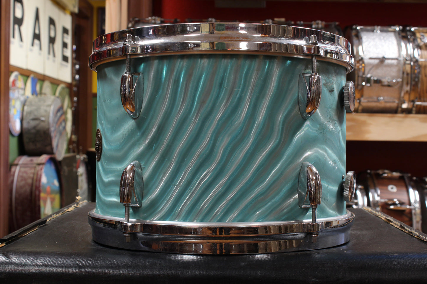 1960s Gretsch 8x12 Tom in Aqua Satin Flame