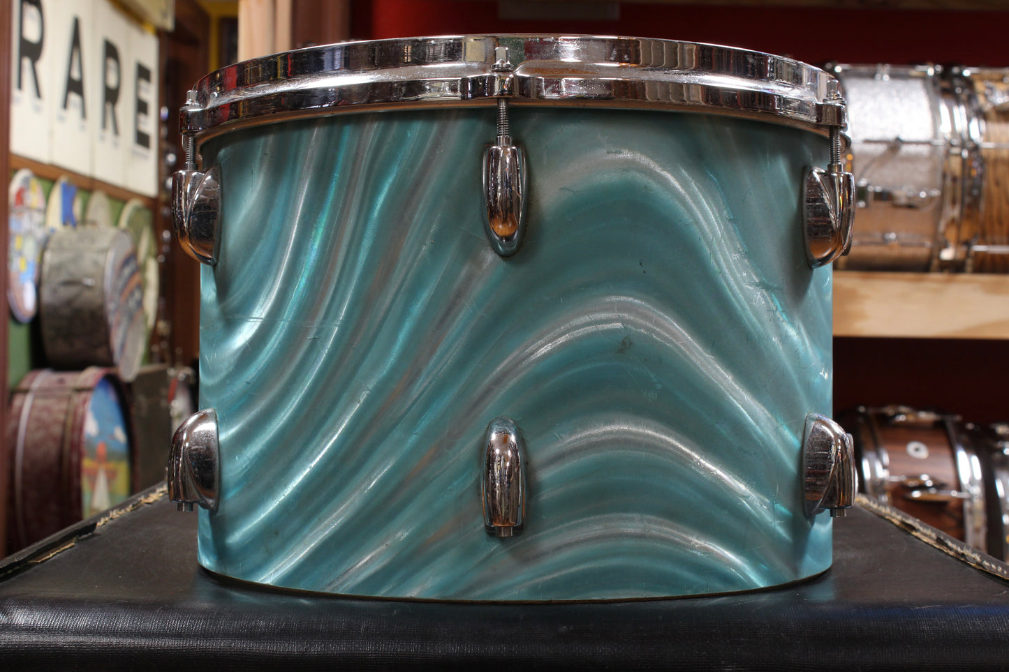 1970s Gretsch 9x13 Tom in Aqua Satin Flame