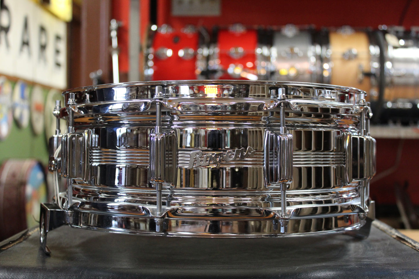 1960s Rogers 5x14 Dyna-Sonic Chrome Over Brass Snare Drum