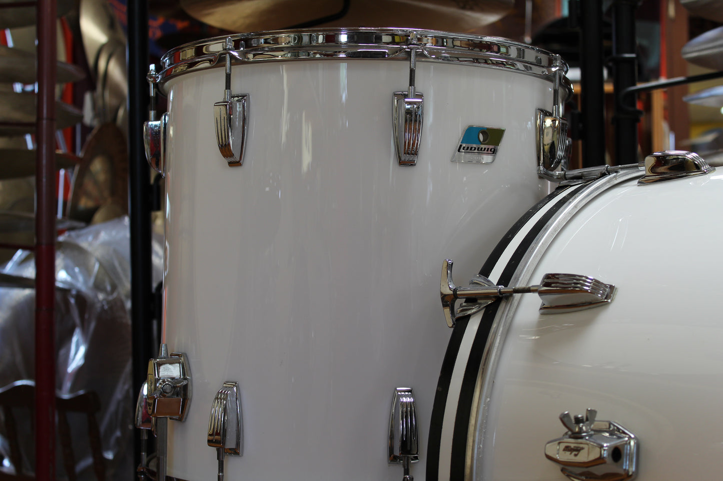 1970s Ludwig Super Classic in White Vistalite 14x22 16x16 9x13