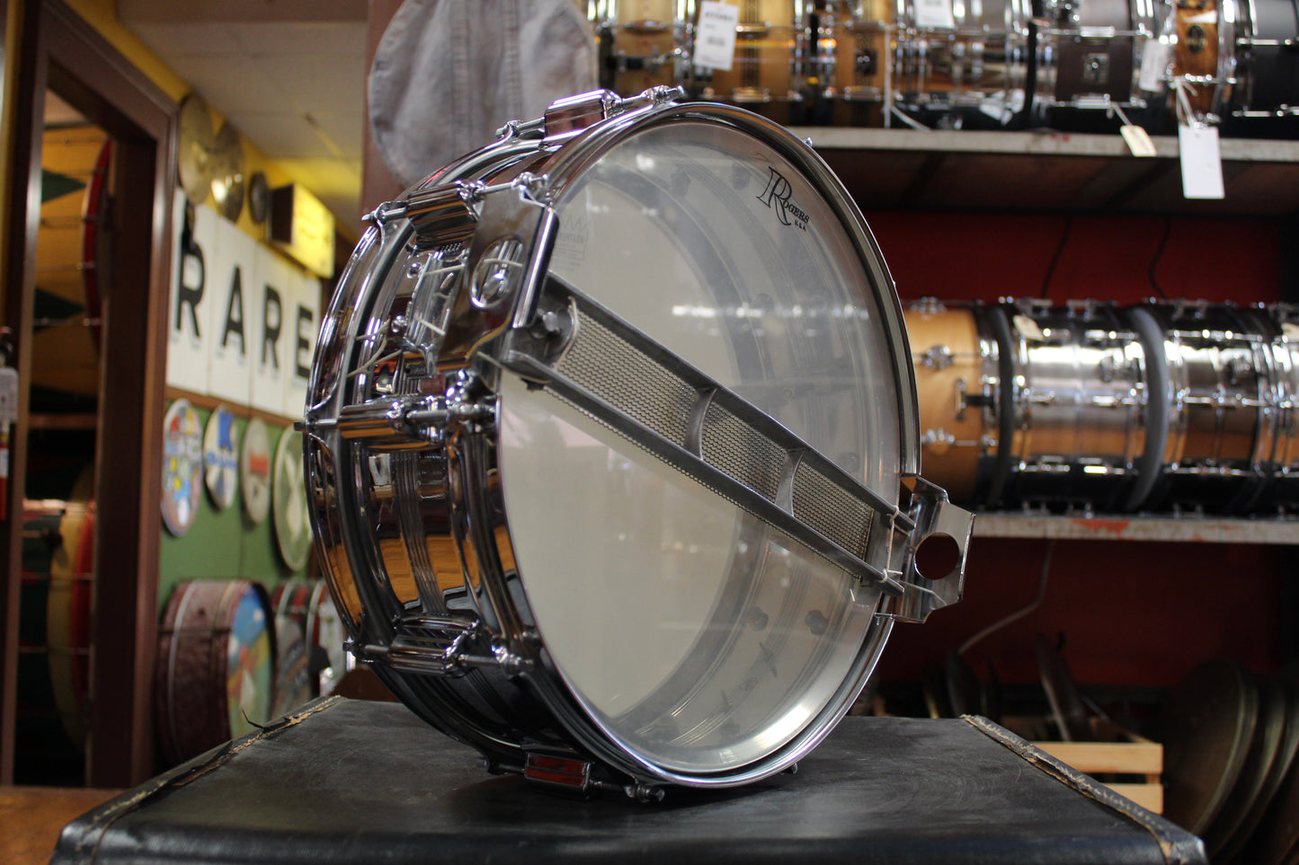 1960s Rogers 5x14 Dyna-Sonic Chrome Over Brass Snare Drum