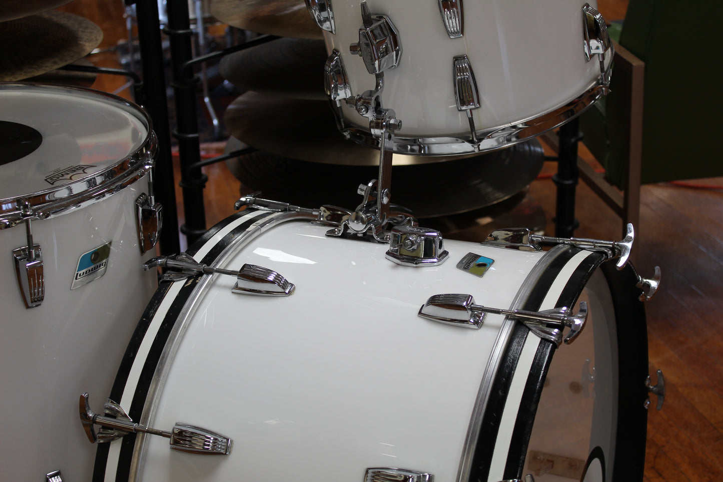 1970s Ludwig Super Classic in White Vistalite 14x22 16x16 9x13
