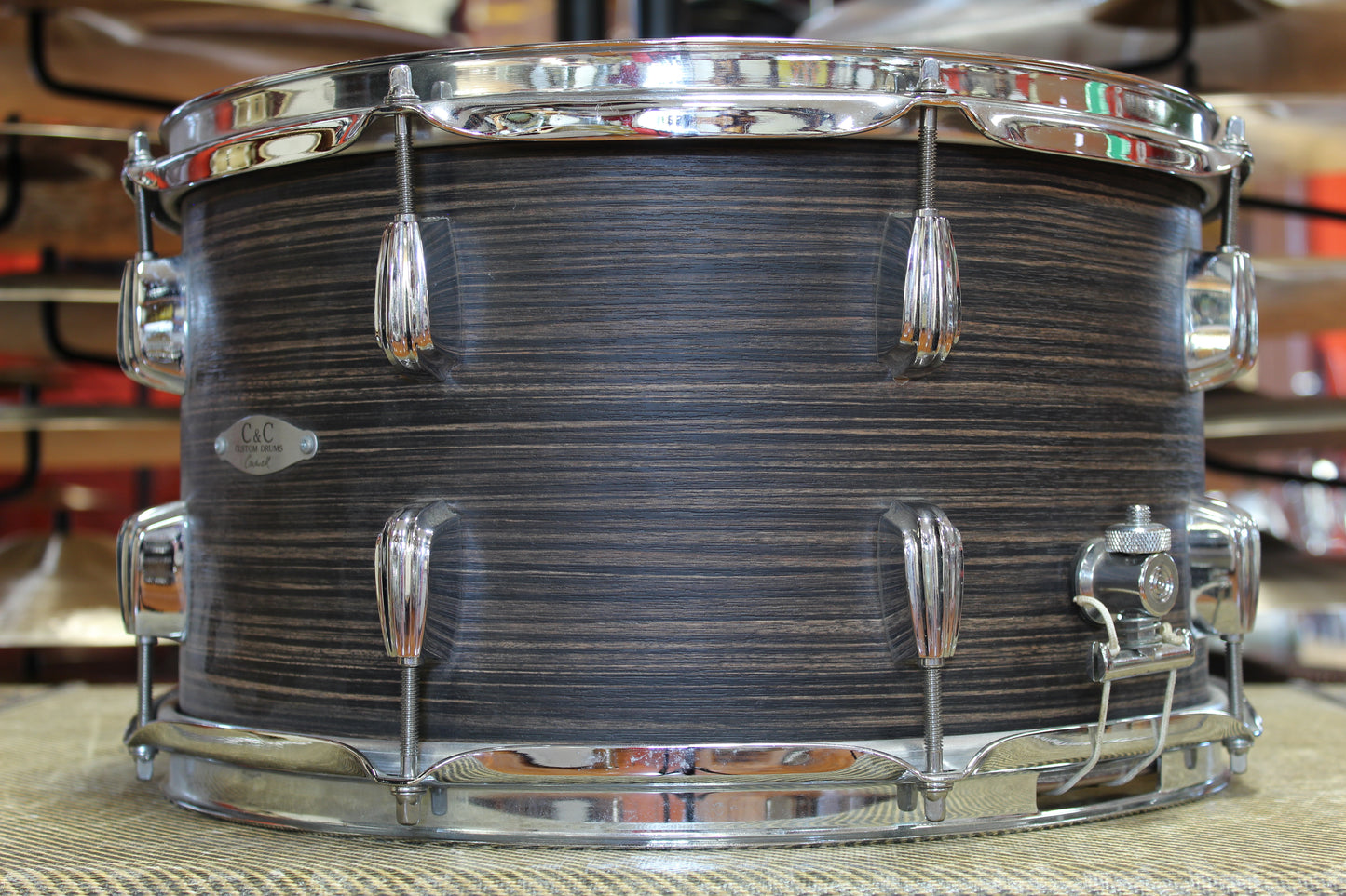 C&C Drum Company 8x14 Mahogany Snare Drum in Ebony Oyster