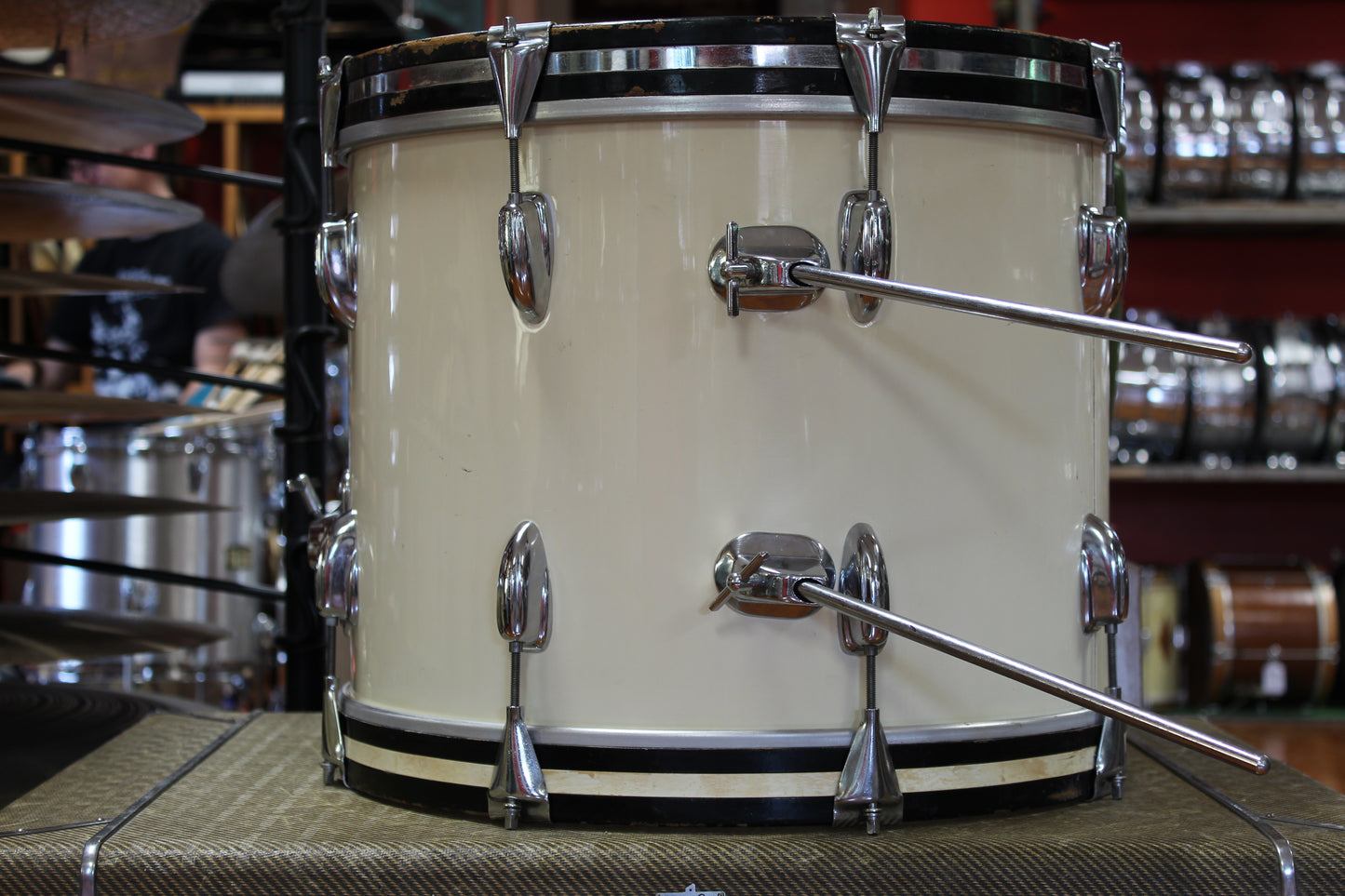 1970s Slingerland Modern Jazz in White Gloss 14x18 14x14 8x12