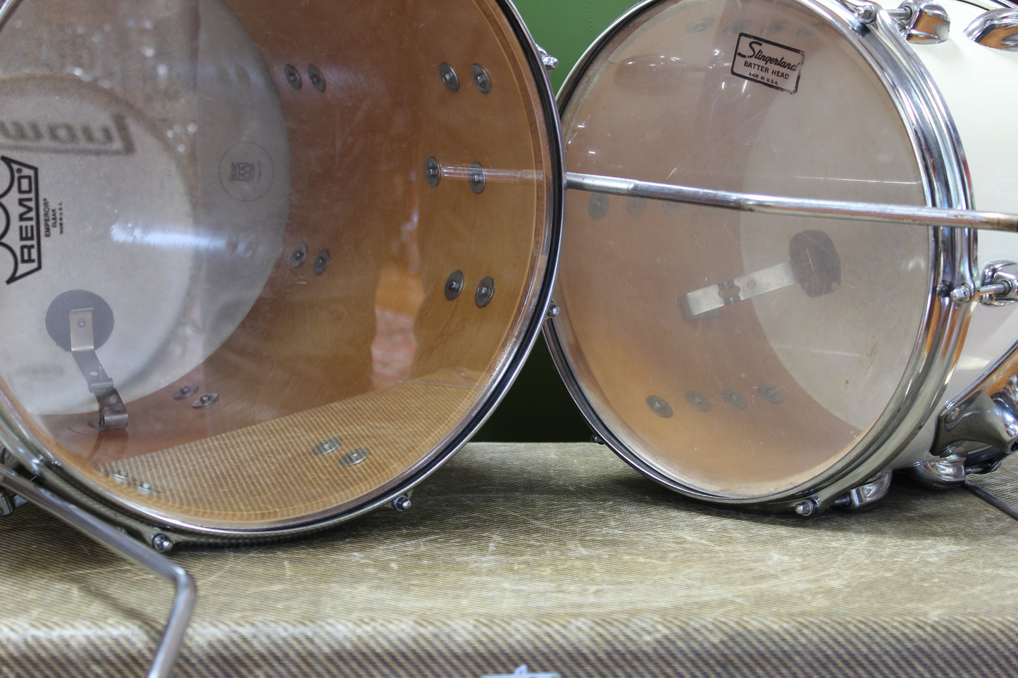1970s Slingerland Modern Jazz in White Gloss 14x18 14x14 8x12