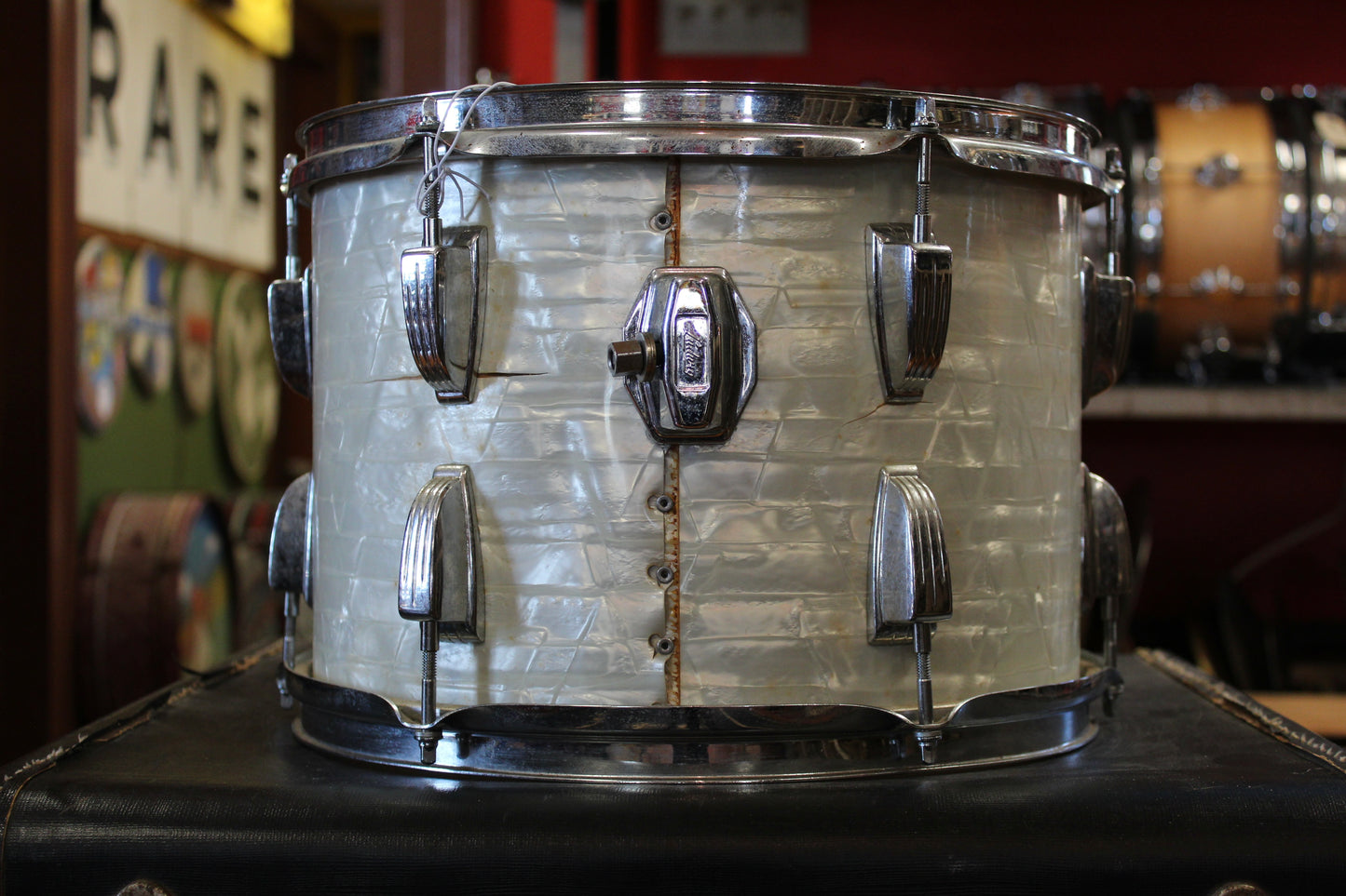 1970s Ludwig Big Beat Outfit in White Marine Pearl 14x22 8x12 9x13 16x16