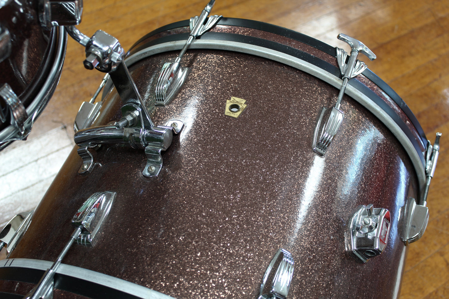 1966 Ludwig Downbeat outfit in Burgundy Sparkle 14x20 14x14 8x12