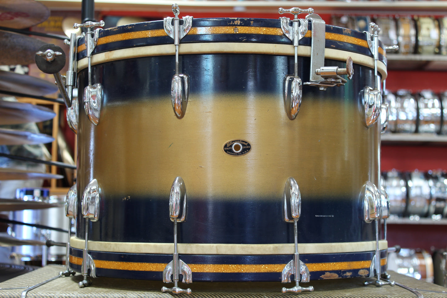 1950s Slingerland Swing-Master Ensemble in Blue & Gold Duco 14x22 6.5x14 14x14 8x12