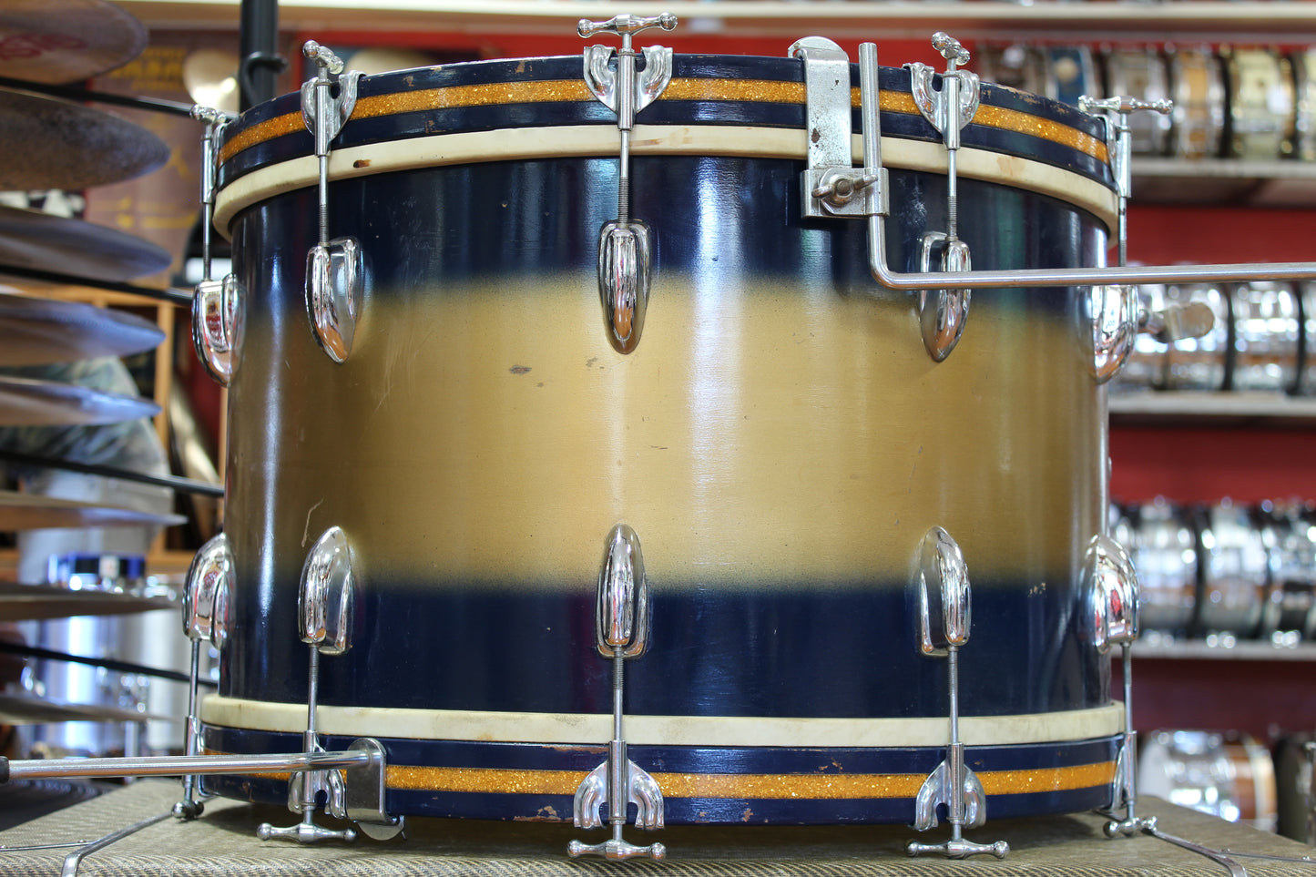 1950s Slingerland Swing-Master Ensemble in Blue & Gold Duco 14x22 6.5x14 14x14 8x12