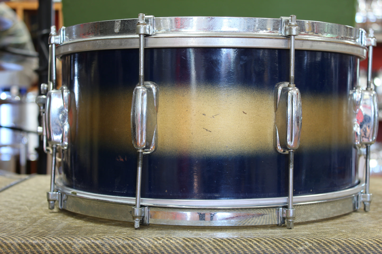 1950s Slingerland Swing-Master Ensemble in Blue & Gold Duco 14x22 6.5x14 14x14 8x12