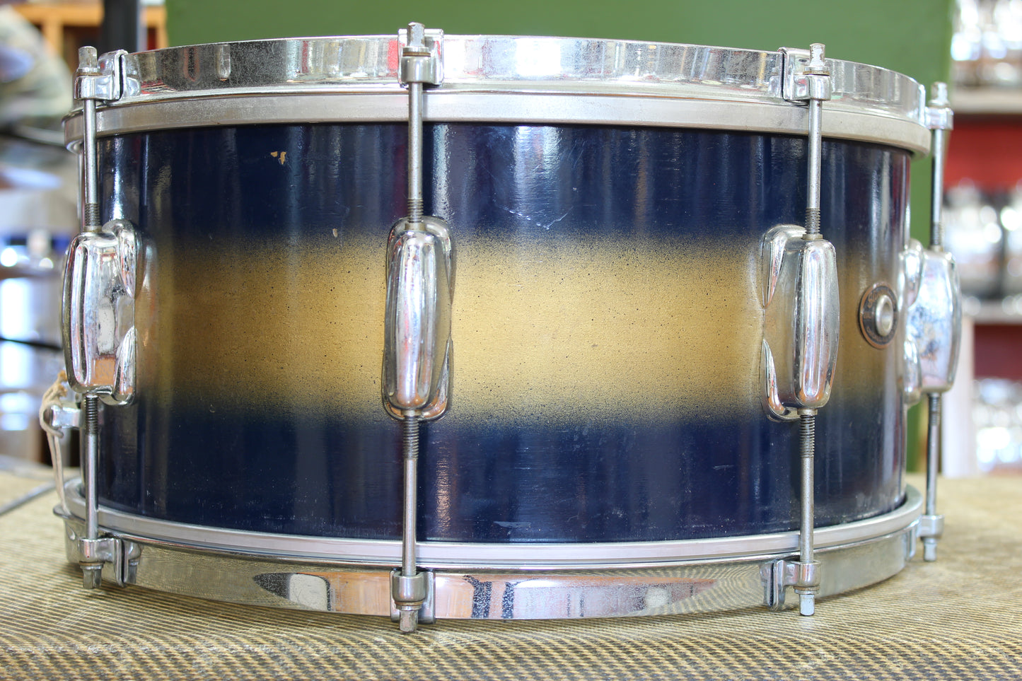 1950s Slingerland Swing-Master Ensemble in Blue & Gold Duco 14x22 6.5x14 14x14 8x12