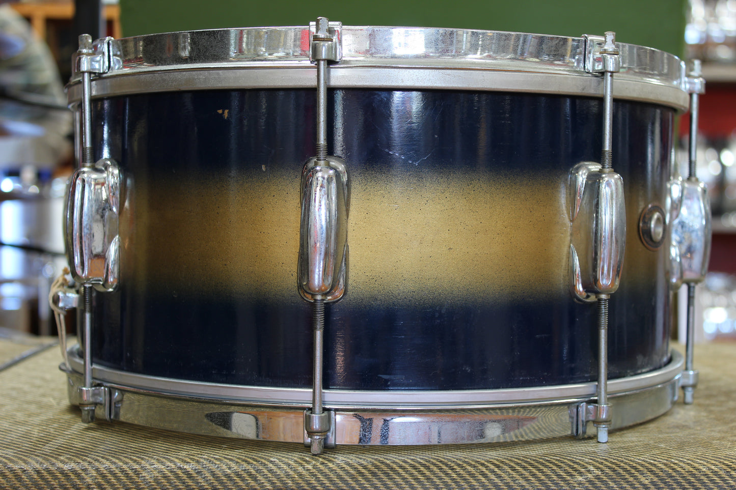 1950s Slingerland Swing-Master Ensemble in Blue & Gold Duco 14x22 6.5x14 14x14 8x12