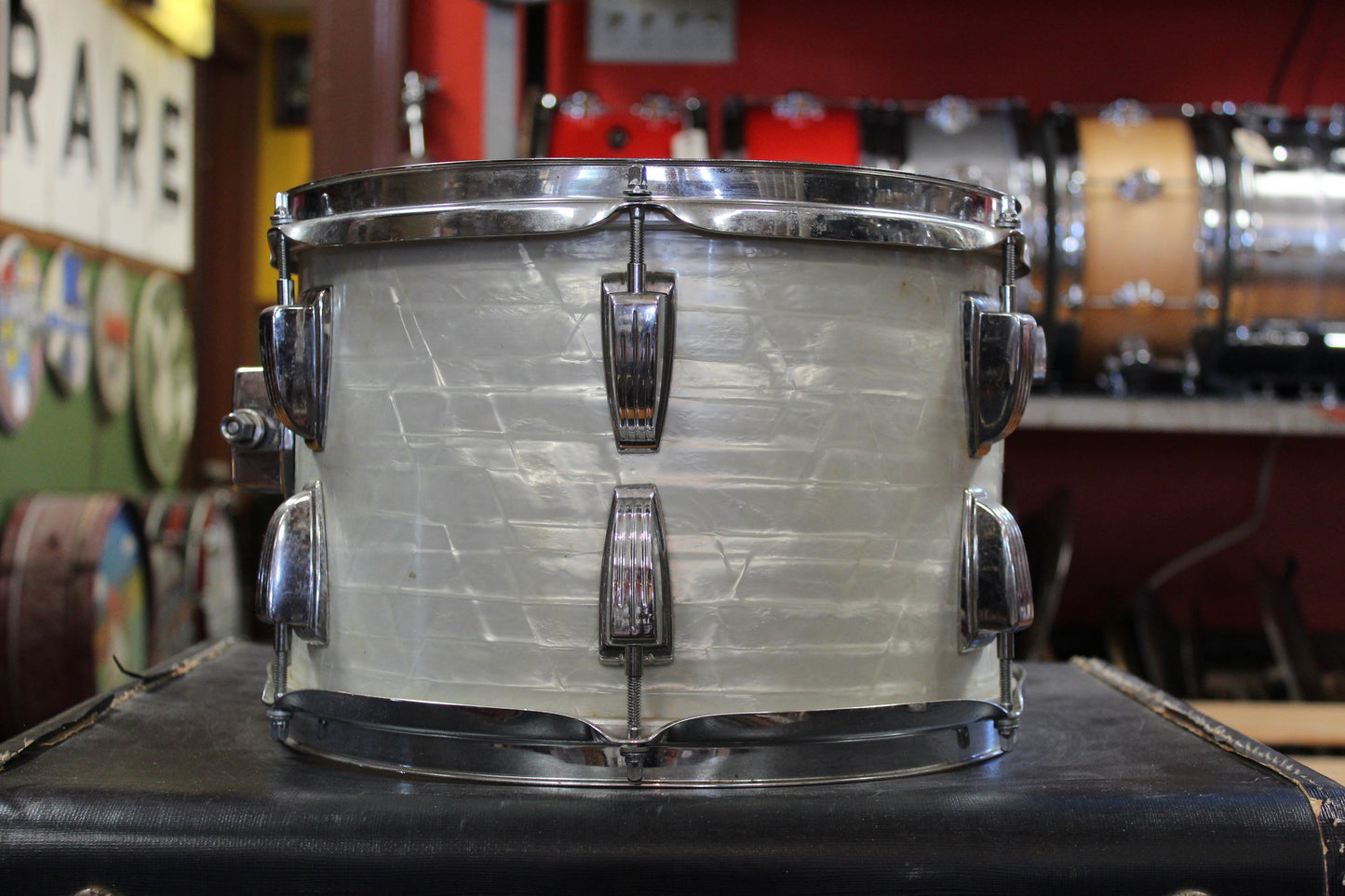1970s Ludwig Big Beat Outfit in White Marine Pearl 14x22 8x12 9x13 16x16