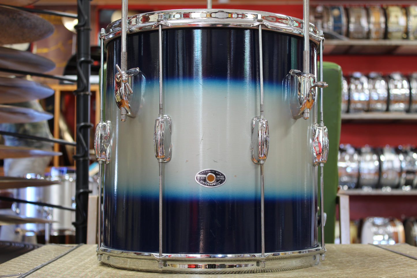 1950s Slingerland Swing-Master Ensemble in Blue & Gold Duco 14x22 6.5x14 14x14 8x12