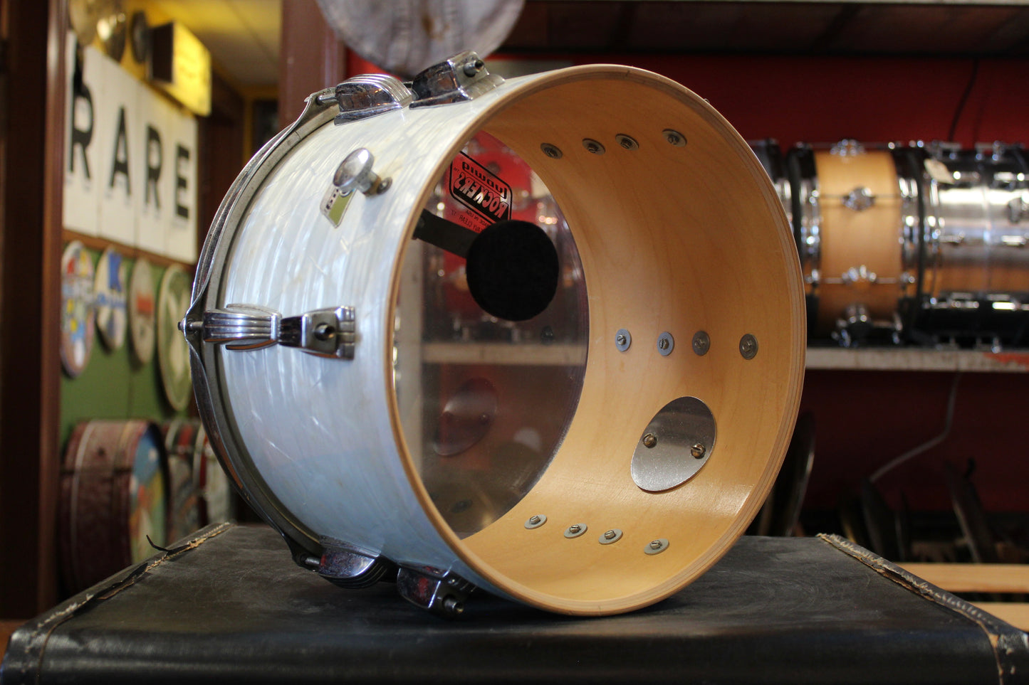 1970s Ludwig Big Beat Outfit in White Marine Pearl 14x22 8x12 9x13 16x16