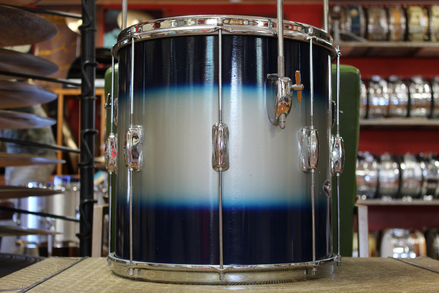 1950s Slingerland Swing-Master Ensemble in Blue & Gold Duco 14x22 6.5x14 14x14 8x12