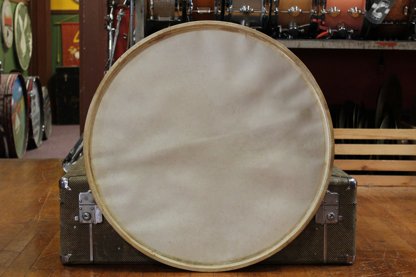 1950s 25-26 Inch Hand Painted Drum Head