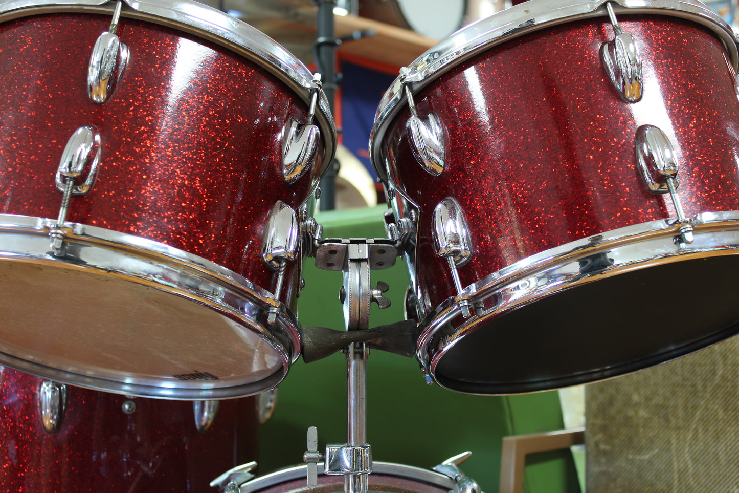 1966 Slingerland Modern Solo outfit in Sparkling Red Pearl 14x20 16x16 8x12 8x12