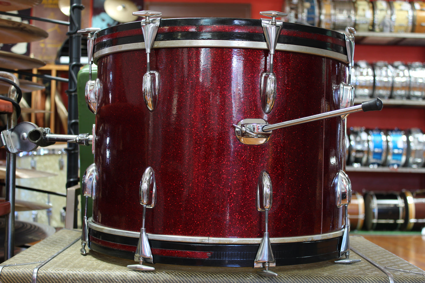 1966 Slingerland Modern Solo outfit in Sparkling Red Pearl 14x20 16x16 8x12 8x12