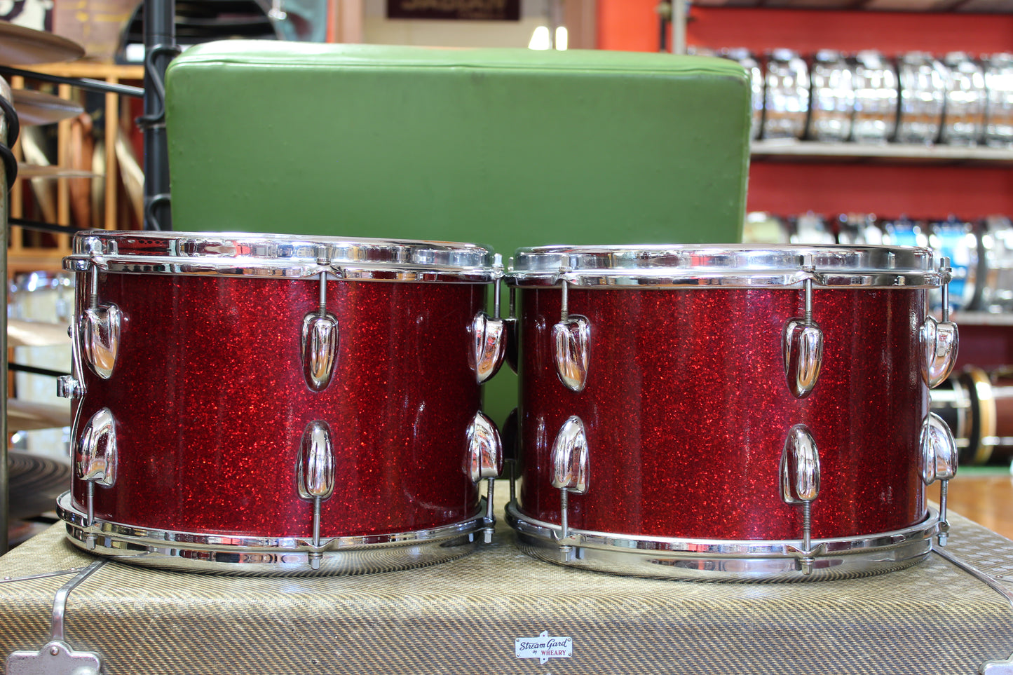 1966 Slingerland Modern Solo outfit in Sparkling Red Pearl 14x20 16x16 8x12 8x12