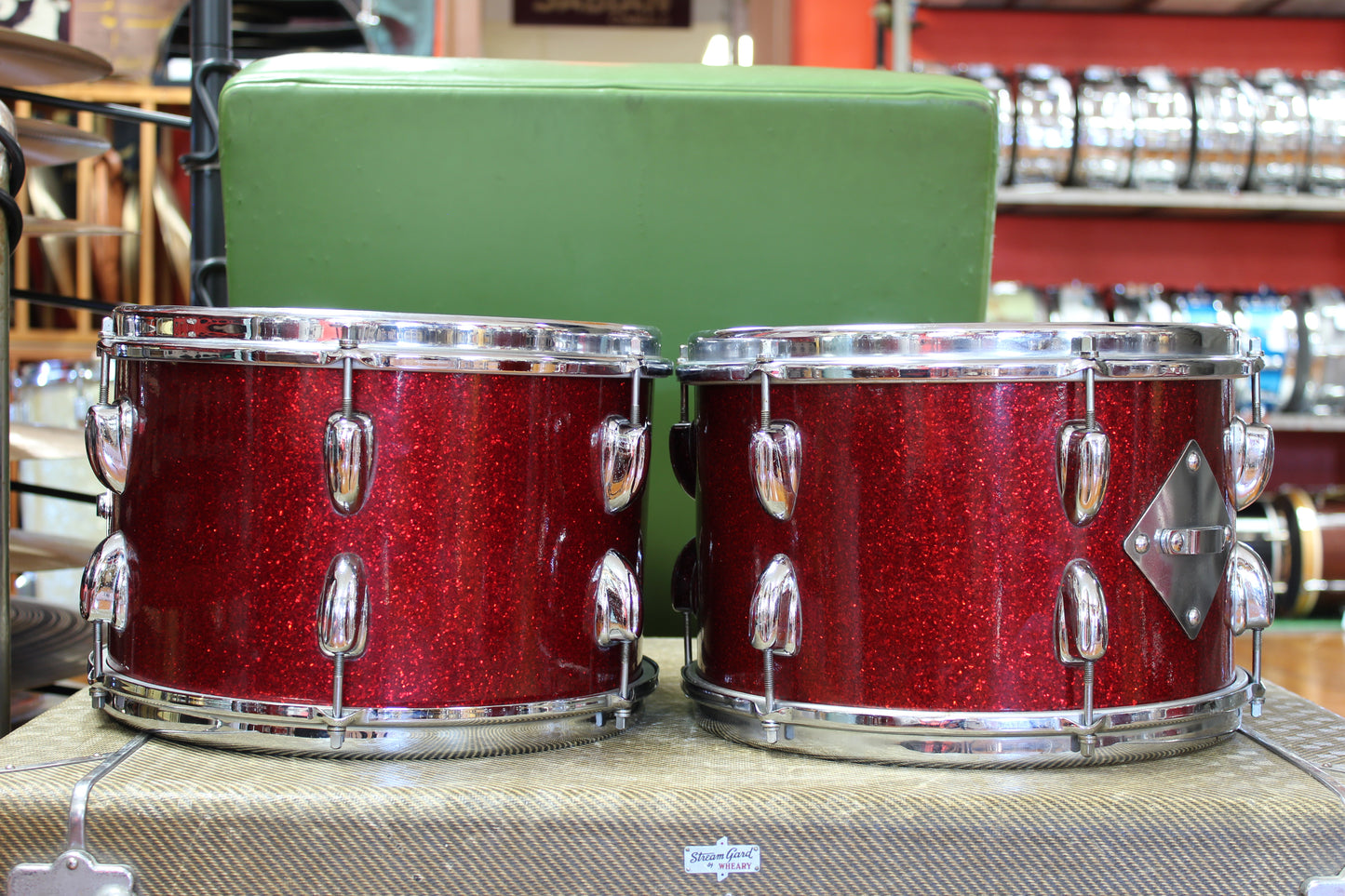 1966 Slingerland Modern Solo outfit in Sparkling Red Pearl 14x20 16x16 8x12 8x12