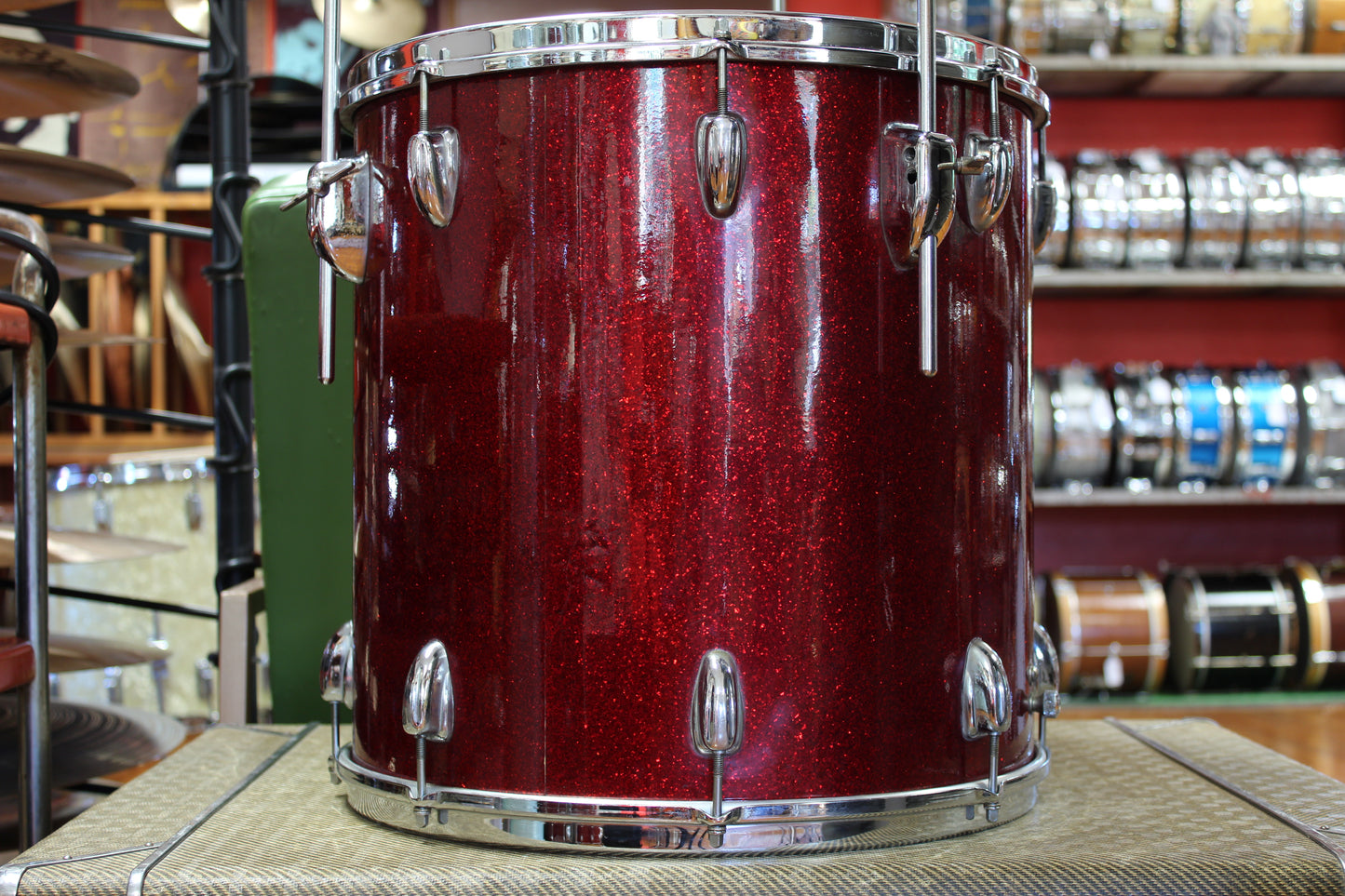 1966 Slingerland Modern Solo outfit in Sparkling Red Pearl 14x20 16x16 8x12 8x12