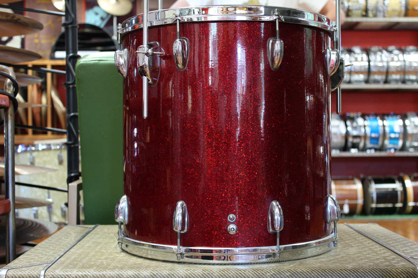 1966 Slingerland Modern Solo outfit in Sparkling Red Pearl 14x20 16x16 8x12 8x12